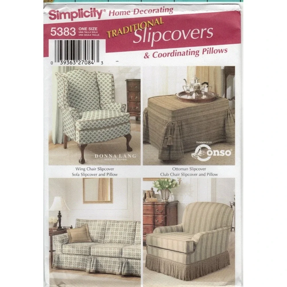 Simplicity 5383 Sewing Pattern Traditional Slipcovers & Pillows Donna Lang 2003